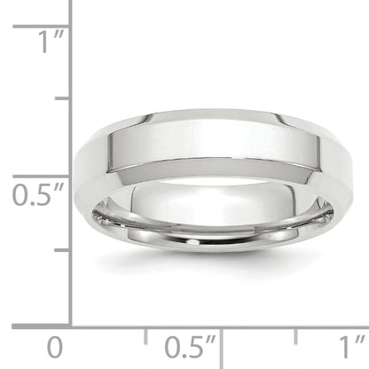 Solid 14K White Gold 6mm Bevel Edge Comfort Fit Men's/Women's Wedding Band Ring Size 12.5