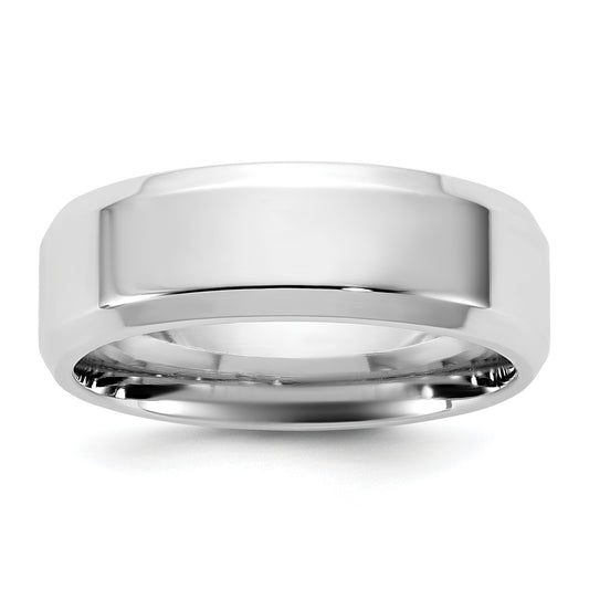 10K White Gold 10Kw 6.5mm Bevel Edge Comfort Fit Band Size 4.5