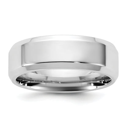 10K White Gold 10Kw 6.5mm Bevel Edge Comfort Fit Band Size 10.5