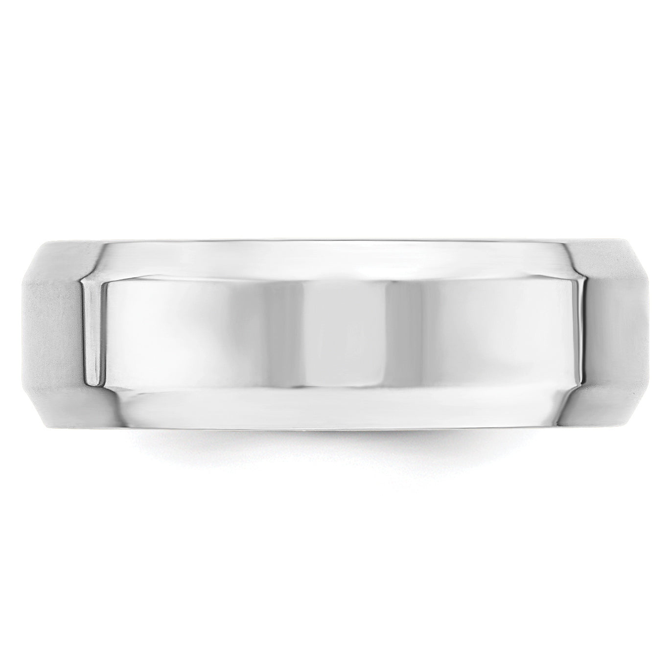 Solid 14K White Gold 7mm Bevel Edge Comfort Fit Men's/Women's Wedding Band Ring Size 7