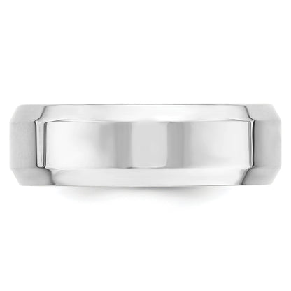 Solid 14K White Gold 7mm Bevel Edge Comfort Fit Men's/Women's Wedding Band Ring Size 7