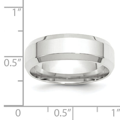 Solid 14K White Gold 7mm Bevel Edge Comfort Fit Men's/Women's Wedding Band Ring Size 7