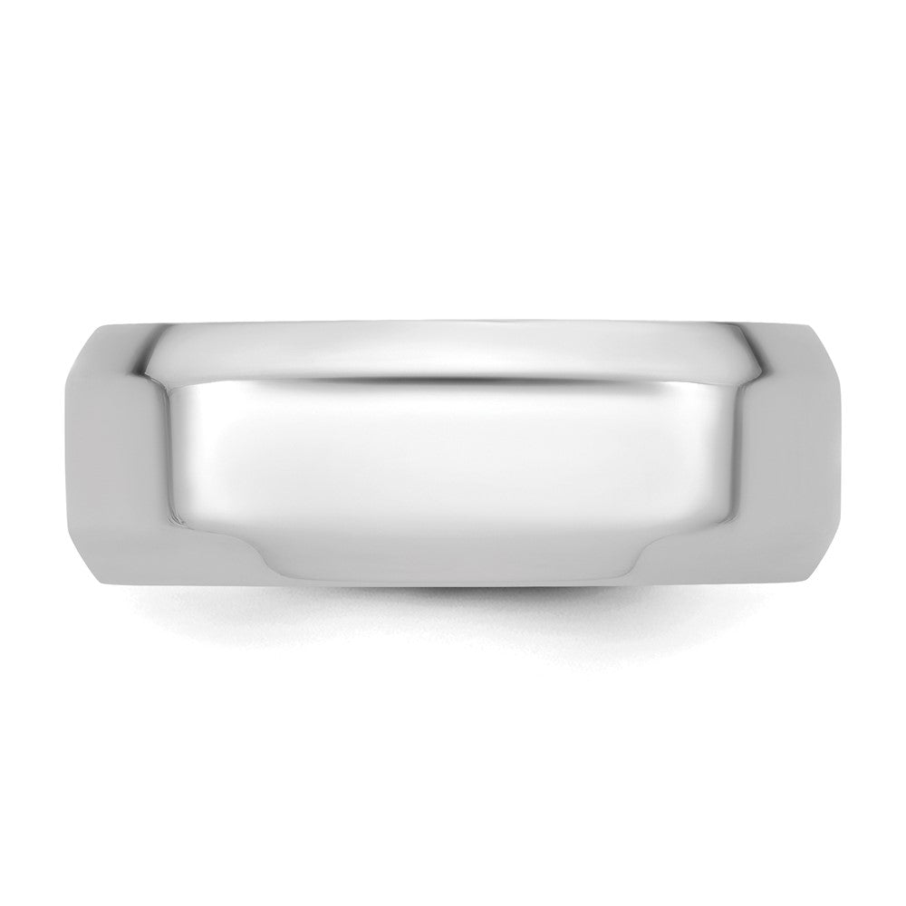 10k White Gold 8mm Beveled Edge Comfort Fit Wedding Band Ring