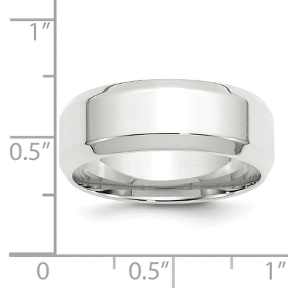 Solid 14K White Gold 8mm Bevel Edge Comfort Fit Men's/Women's Wedding Band Ring Size 9