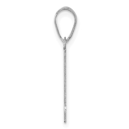 14K White Gold Polished Block Number 1 Pendant