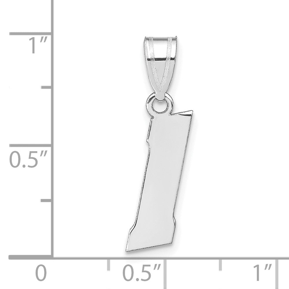14K White Gold Polished Block Number 1 Pendant