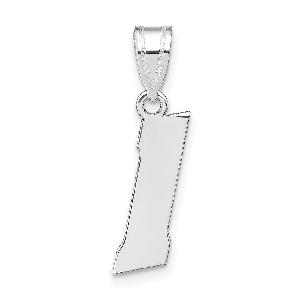 14K White Gold Polished Block Number 1 Pendant