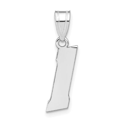 14K White Gold Polished Block Number 1 Pendant
