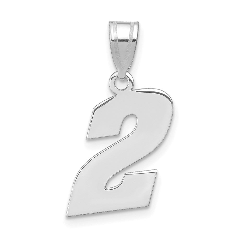 14K White Gold Polished Block Number 2 Pendant