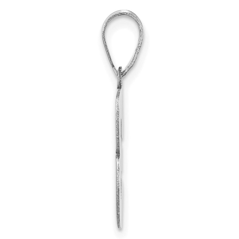 14K White Gold Polished Block Number 3 Pendant