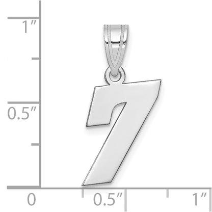 14K White Gold Polished Block Number 7 Pendant