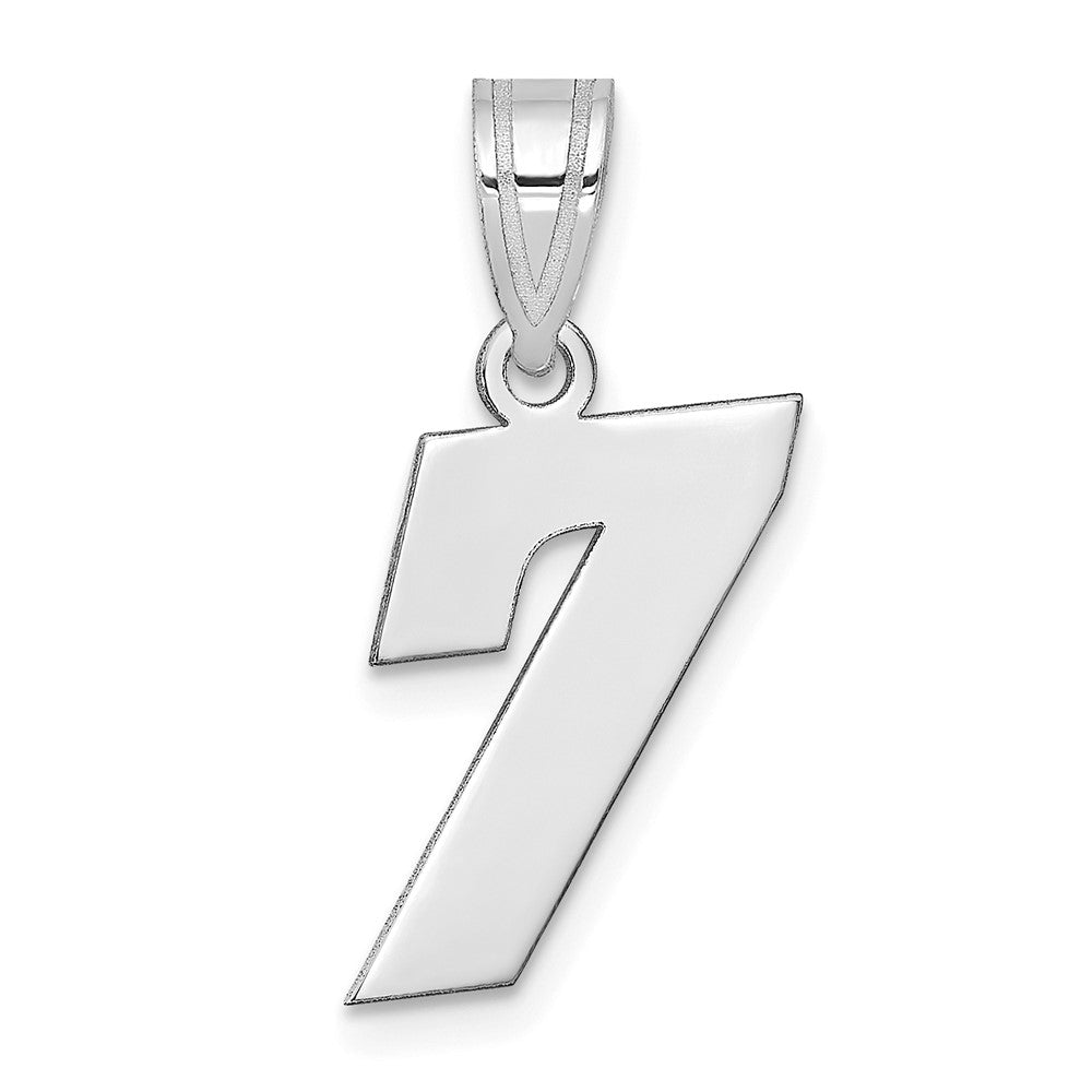 14K White Gold Polished Block Number 7 Pendant