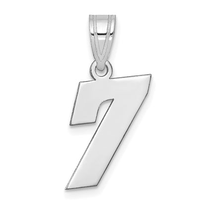14K White Gold Polished Block Number 7 Pendant