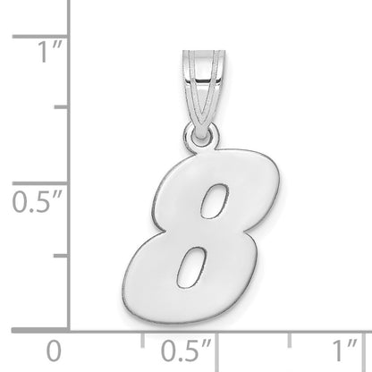 14K White Gold Polished Block Number 8 Pendant