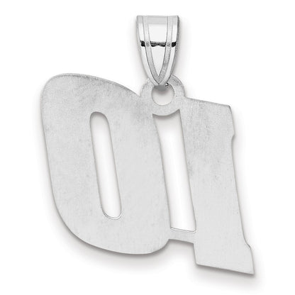 14K White Gold Polished Block Number 10 Pendant