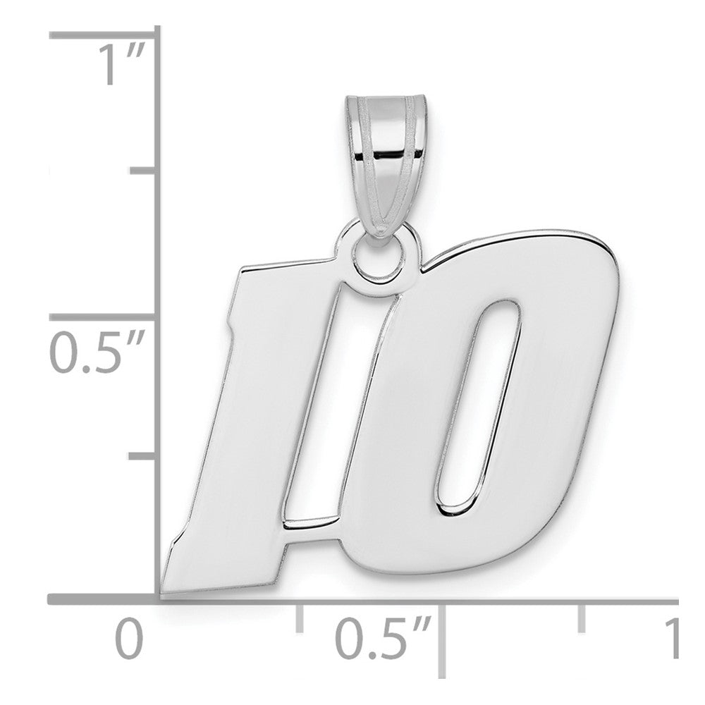 14K White Gold Polished Block Number 10 Pendant