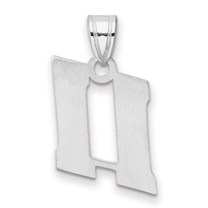 14K White Gold Polished Block Number 11 Pendant