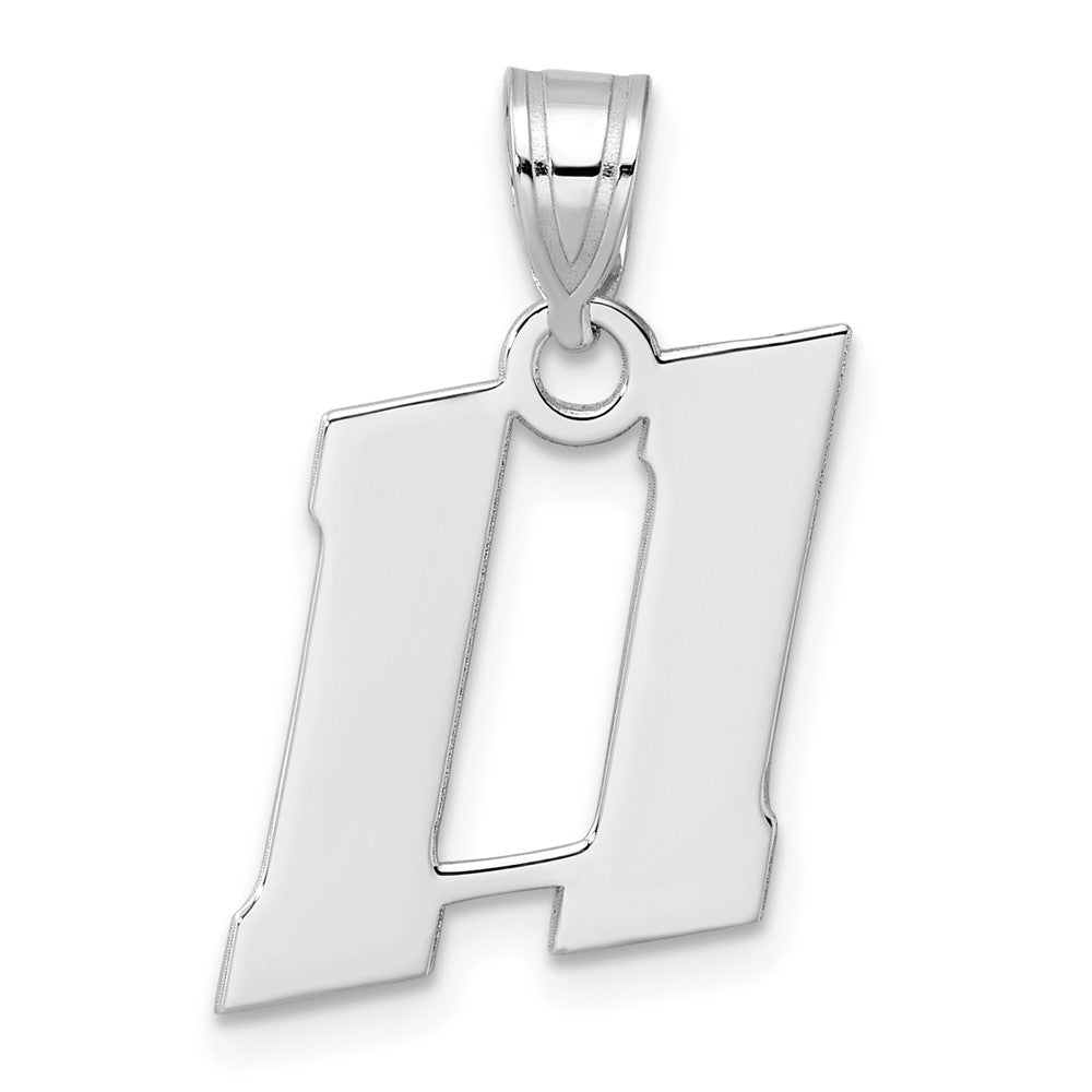 14K White Gold Polished Block Number 11 Pendant