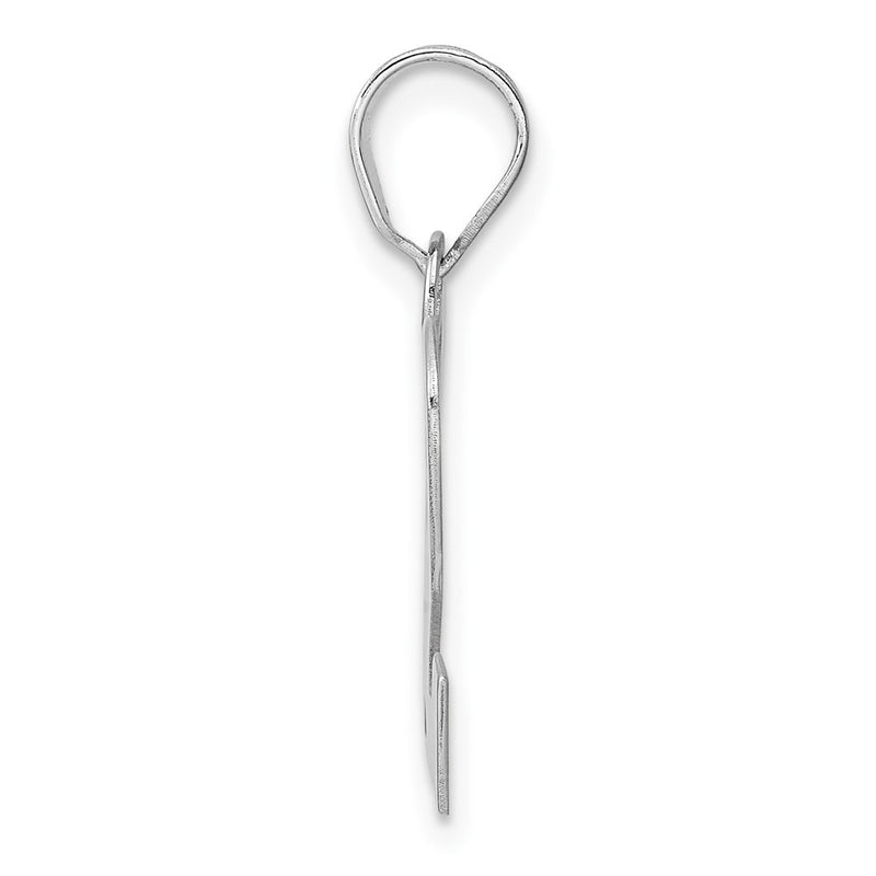 14K White Gold Polished Block Number 12 Pendant