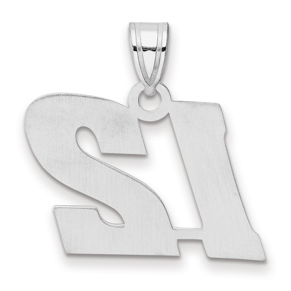 14K White Gold Polished Block Number 12 Pendant