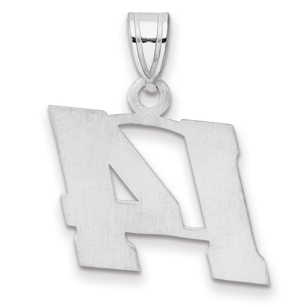 14K White Gold Polished Block Number 14 Pendant