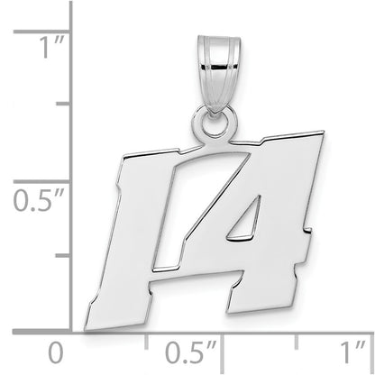 14K White Gold Polished Block Number 14 Pendant