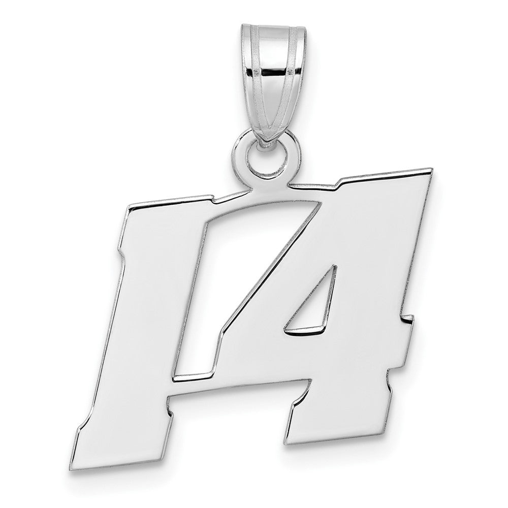 14K White Gold Polished Block Number 14 Pendant