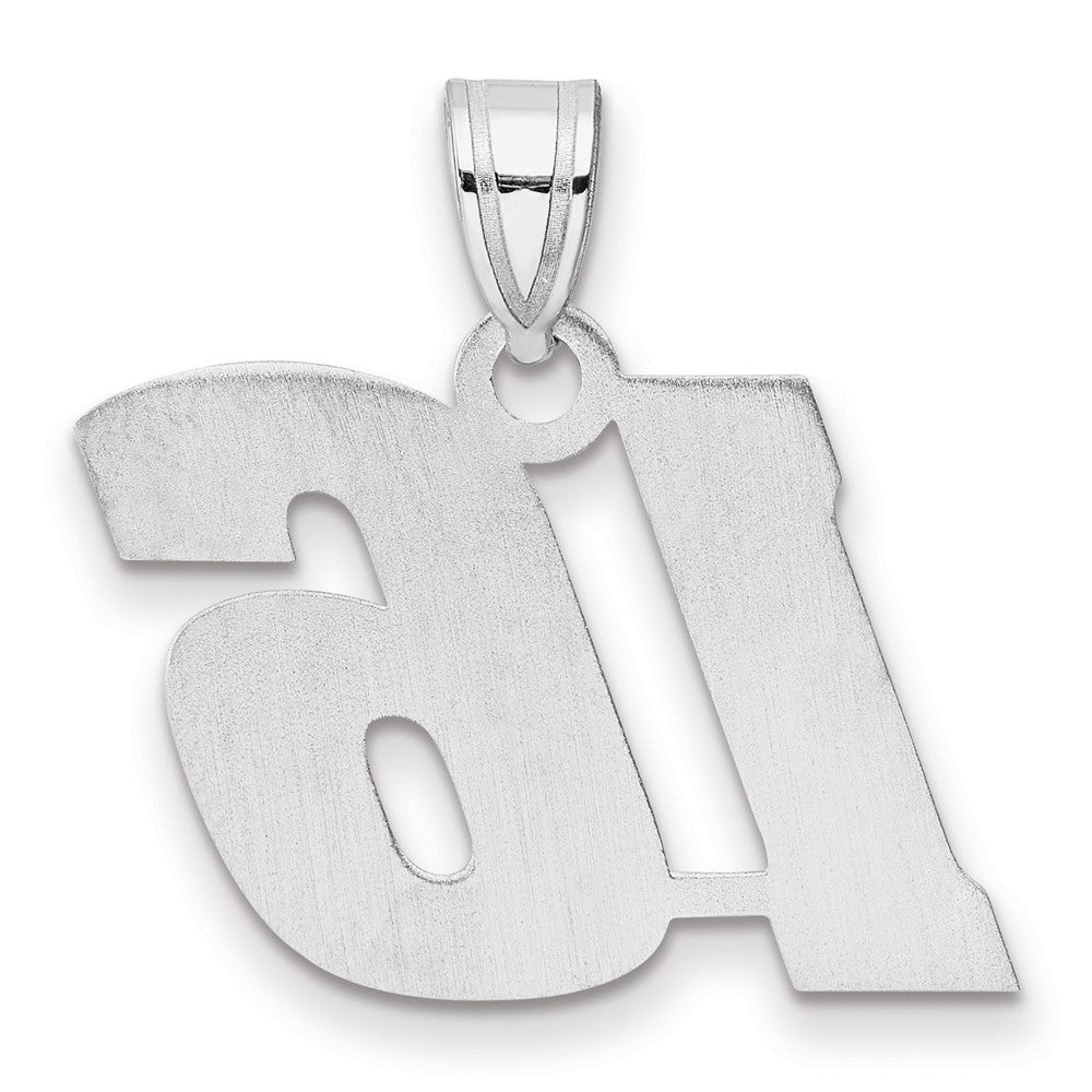 14K White Gold Polished Block Number 16 Pendant