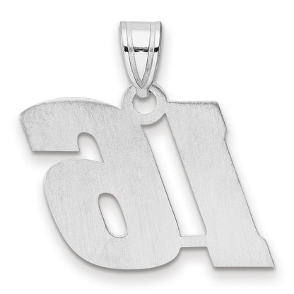 14K White Gold Polished Block Number 16 Pendant