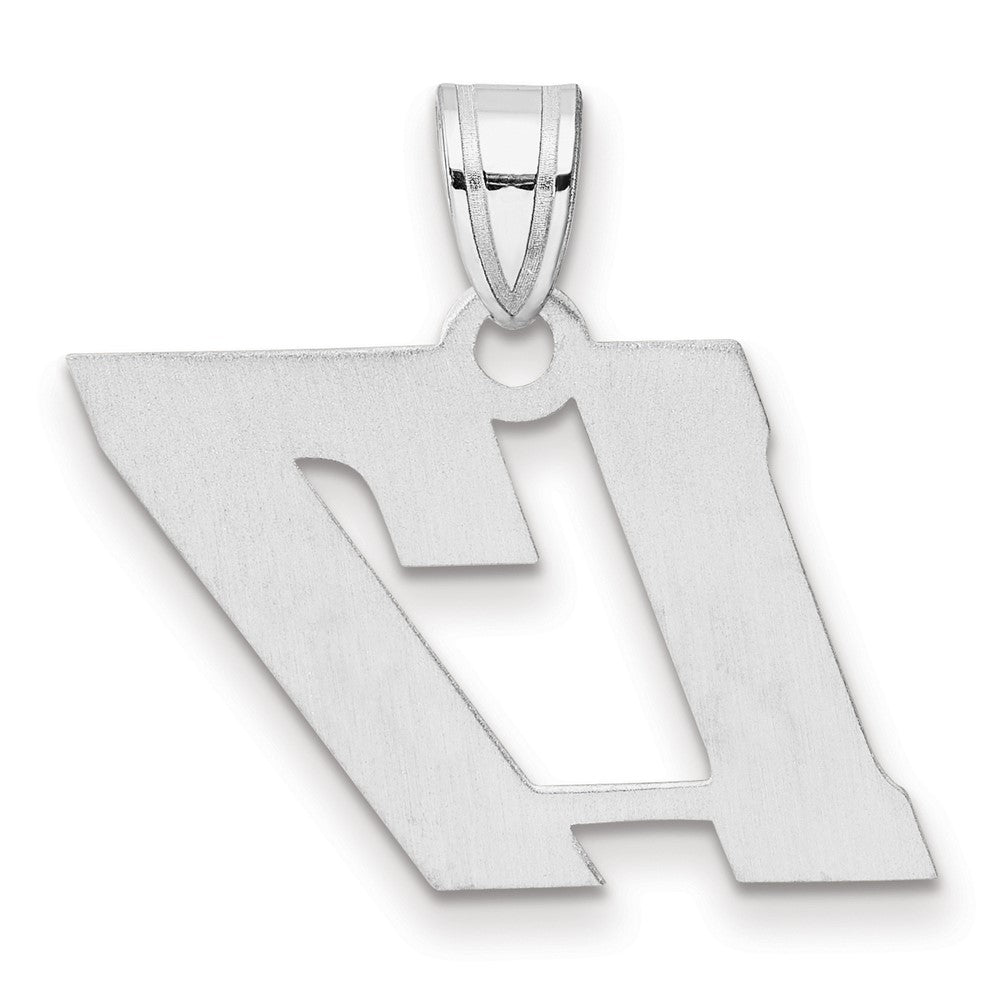 14K White Gold Polished Block Number 17 Pendant