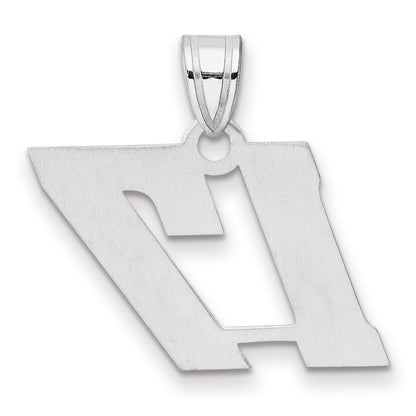 14K White Gold Polished Block Number 17 Pendant
