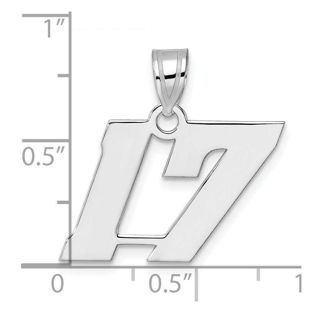 14K White Gold Polished Block Number 17 Pendant