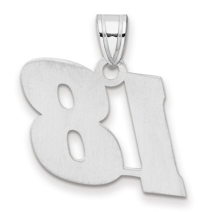 14K White Gold Polished Block Number 18 Pendant