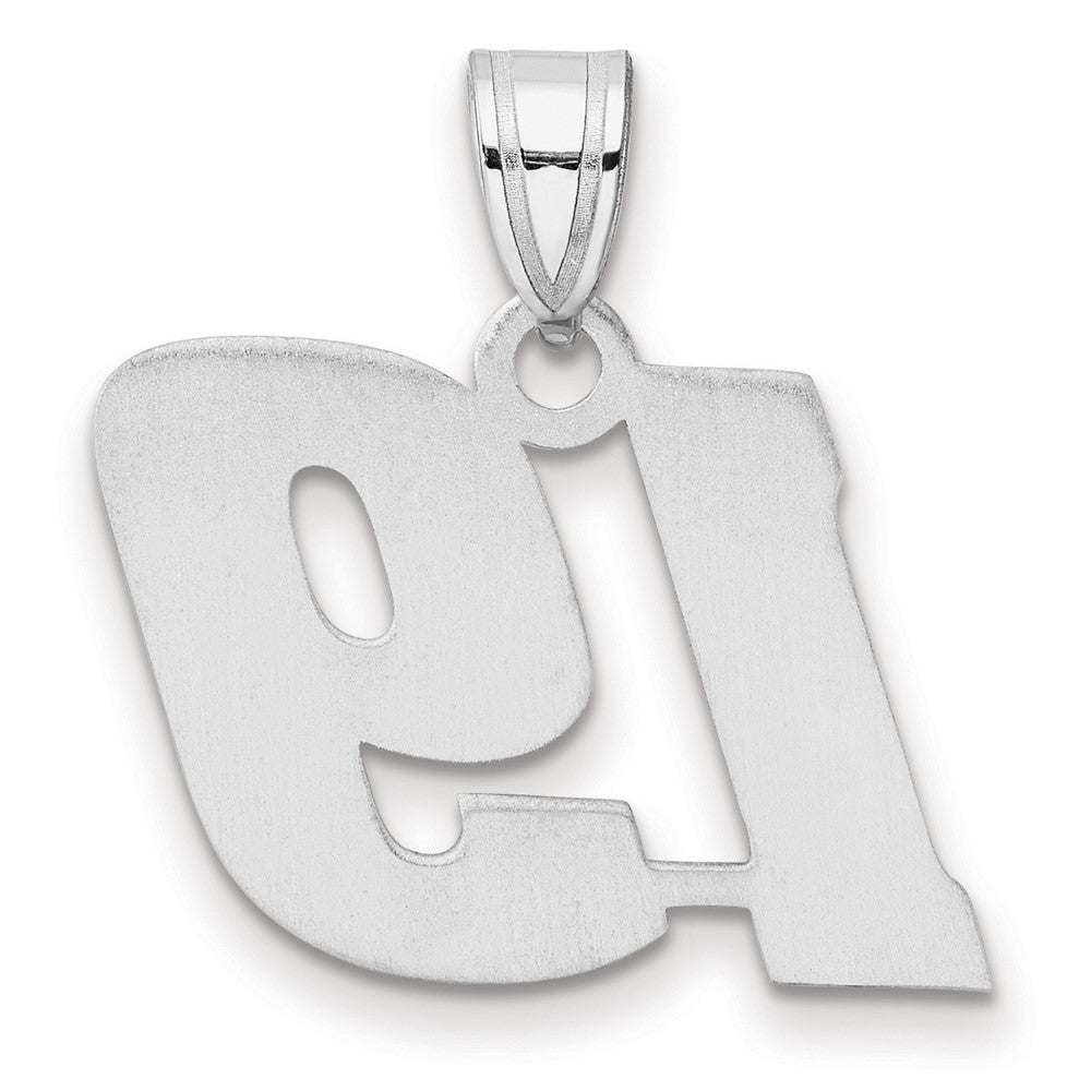 14K White Gold Polished Block Number 19 Pendant