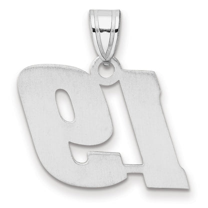 14K White Gold Polished Block Number 19 Pendant