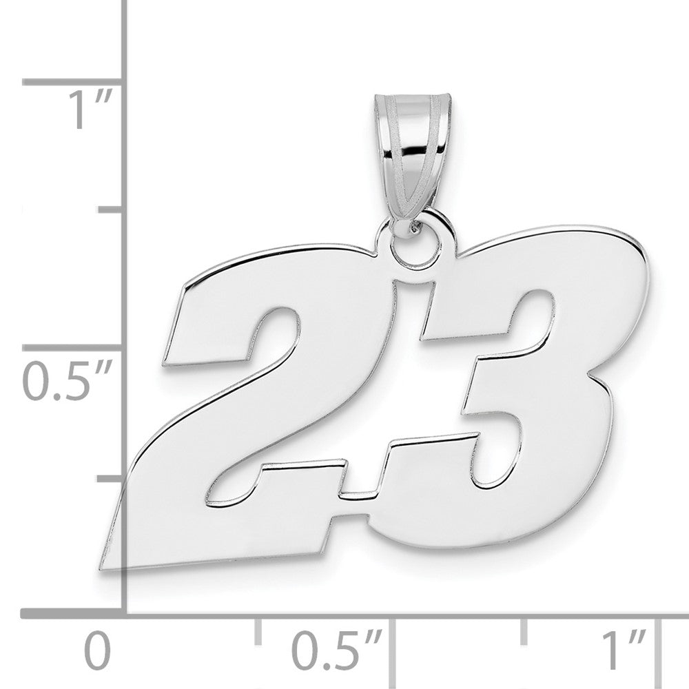 14K White Gold Polished Block Number 23 Pendant