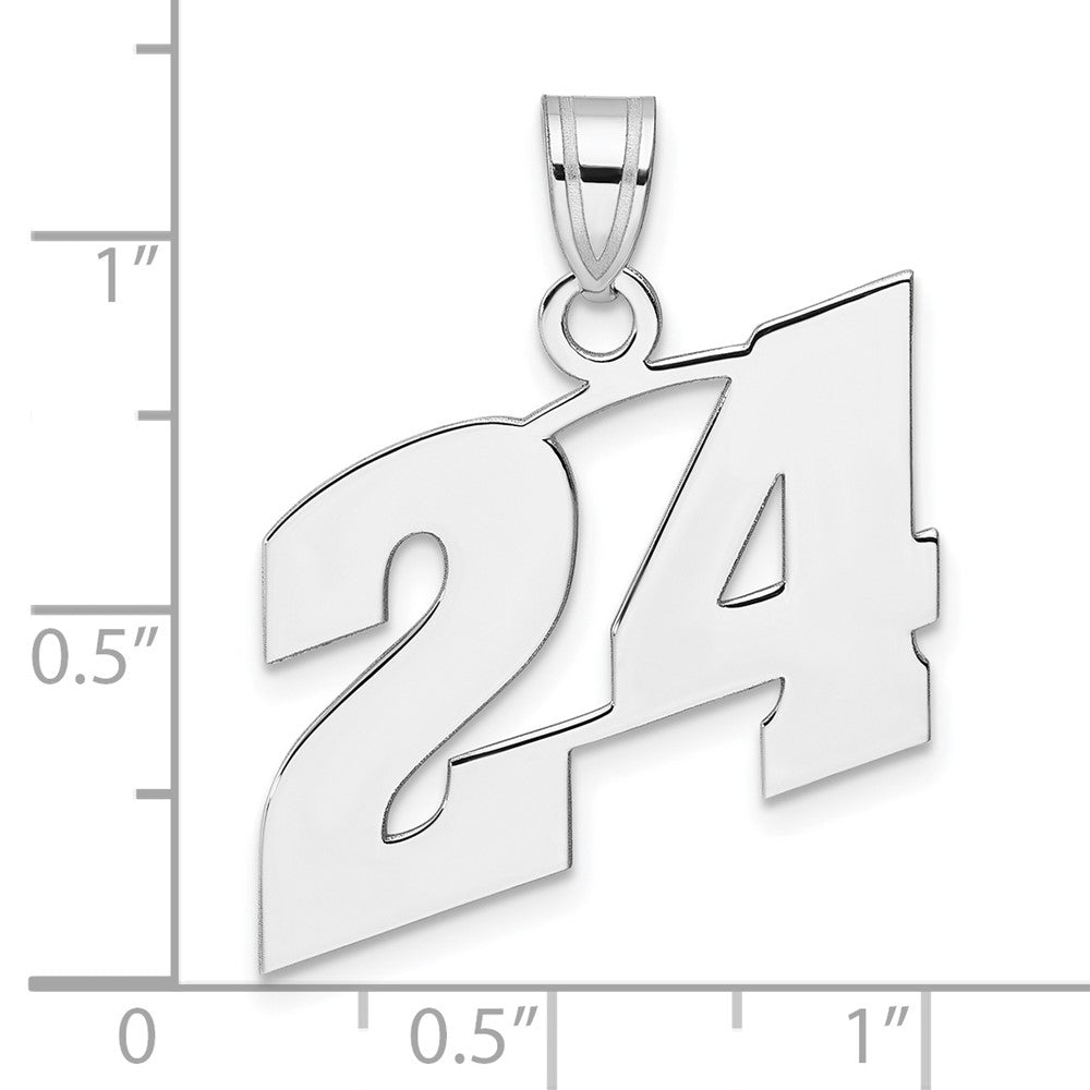 14K White Gold Polished Block Number 24 Pendant