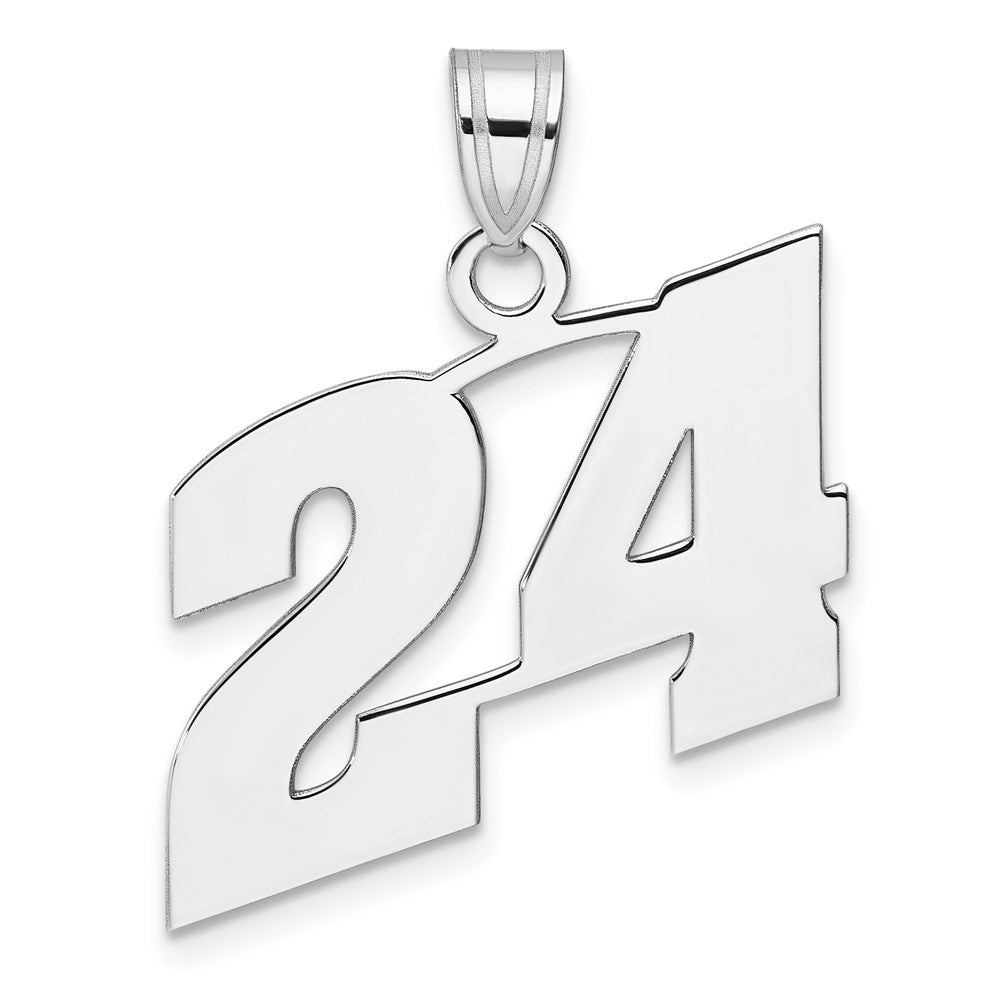 14K White Gold Polished Block Number 24 Pendant