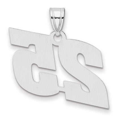 14K White Gold Polished Block Number 25 Pendant