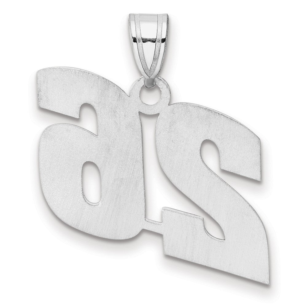 14K White Gold Polished Block Number 26 Pendant