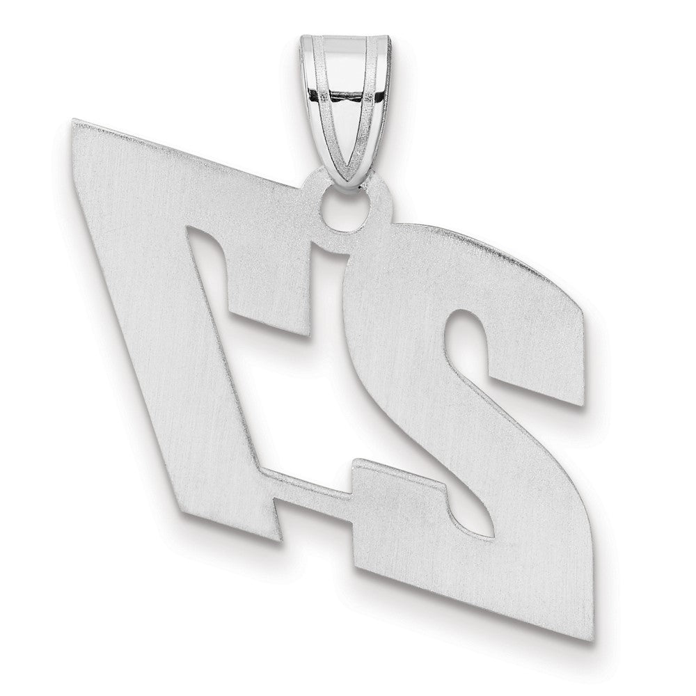 14K White Gold Polished Block Number 27 Pendant