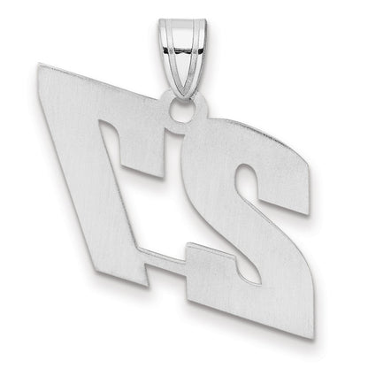 14K White Gold Polished Block Number 27 Pendant