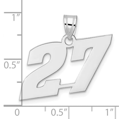 14K White Gold Polished Block Number 27 Pendant