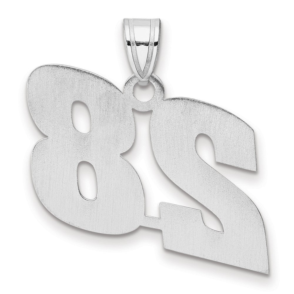 14K White Gold Polished Block Number 28 Pendant