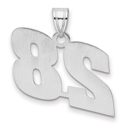 14K White Gold Polished Block Number 28 Pendant
