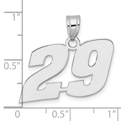 14K White Gold Polished Block Number 29 Pendant