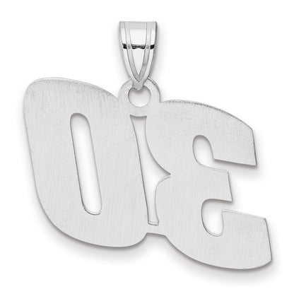 14K White Gold Polished Block Number 30 Pendant