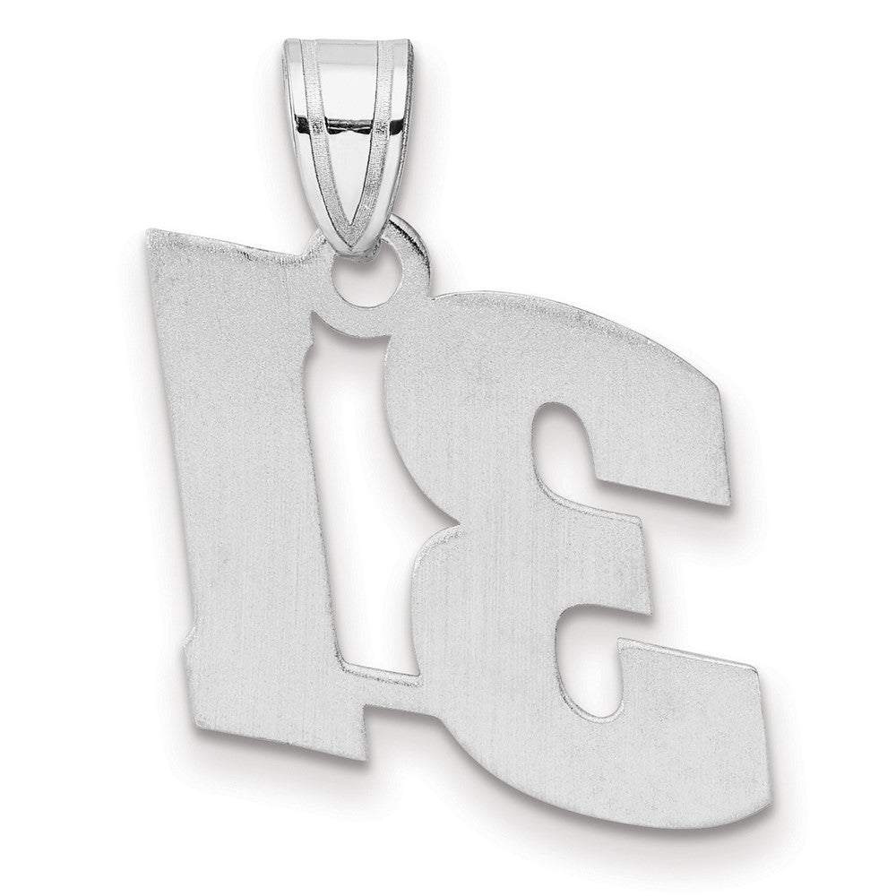 14K White Gold Polished Block Number 31 Pendant