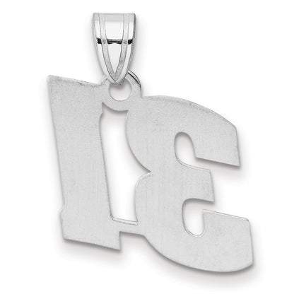 14K White Gold Polished Block Number 31 Pendant