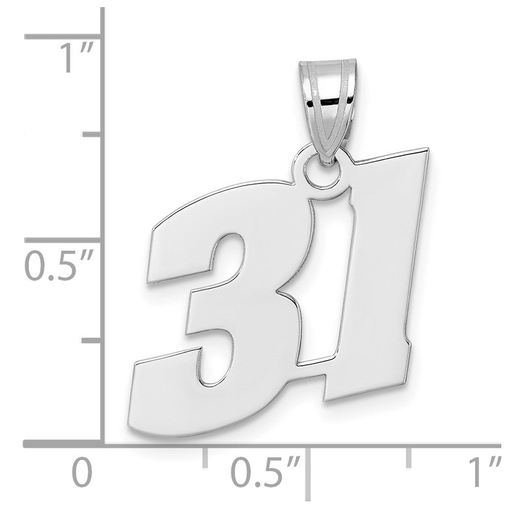 14K White Gold Polished Block Number 31 Pendant